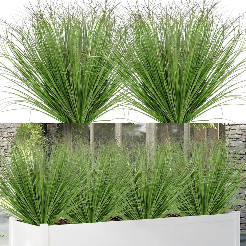 Green faux wheat grass plant bundles with dense blades, outdoor-ready