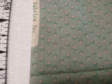 REMNANT Vtg Concord Cotton Fabric Green Calico Tiny Pink Rosebuds Floral 16x21 Flowering Plants