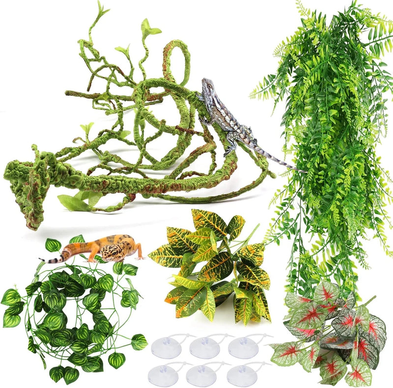 Reptile Plants, Terrarium Hanging Plant Vines Artificial Leaves Green Green Plant