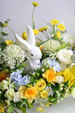 Yellow Easter Bunny Araangement, Easter Centerpiece, Easter table decor Ranunculus