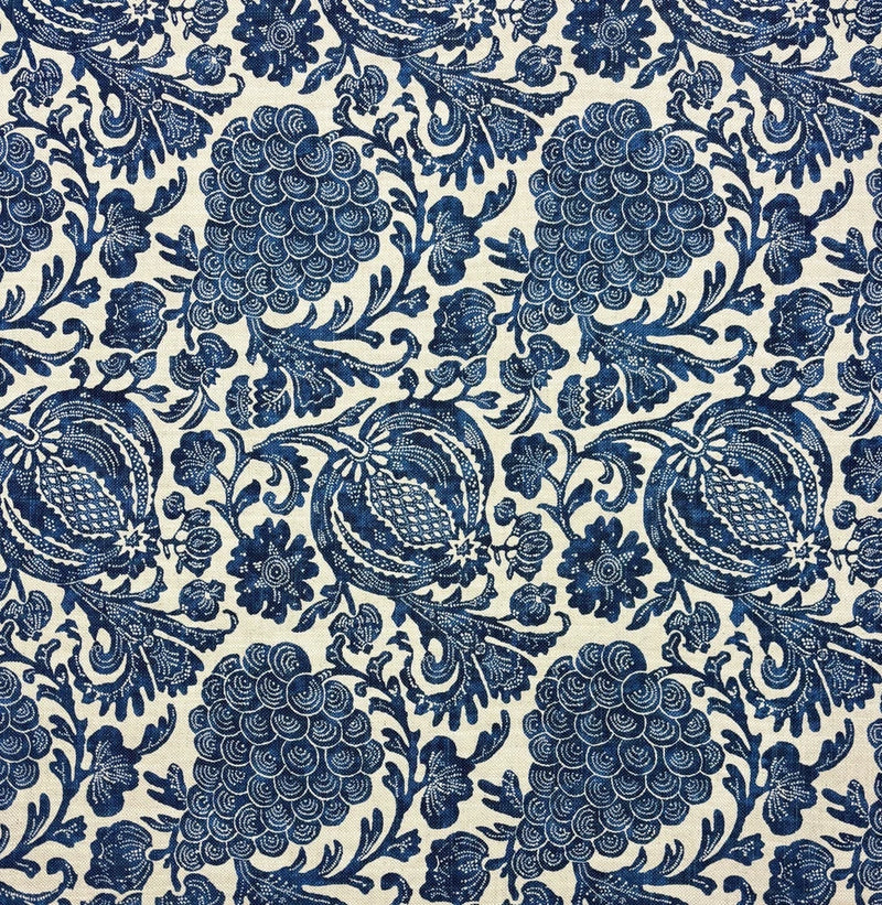 P KAUFMANN BOUNTIFUL INDIGO BLUE BATIK FLORAL MULTIPURPOSE FABRIC BY YARD 54"W Flowering Plants