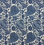 P KAUFMANN BOUNTIFUL INDIGO BLUE BATIK FLORAL MULTIPURPOSE FABRIC BY YARD 54"W Flowering Plants