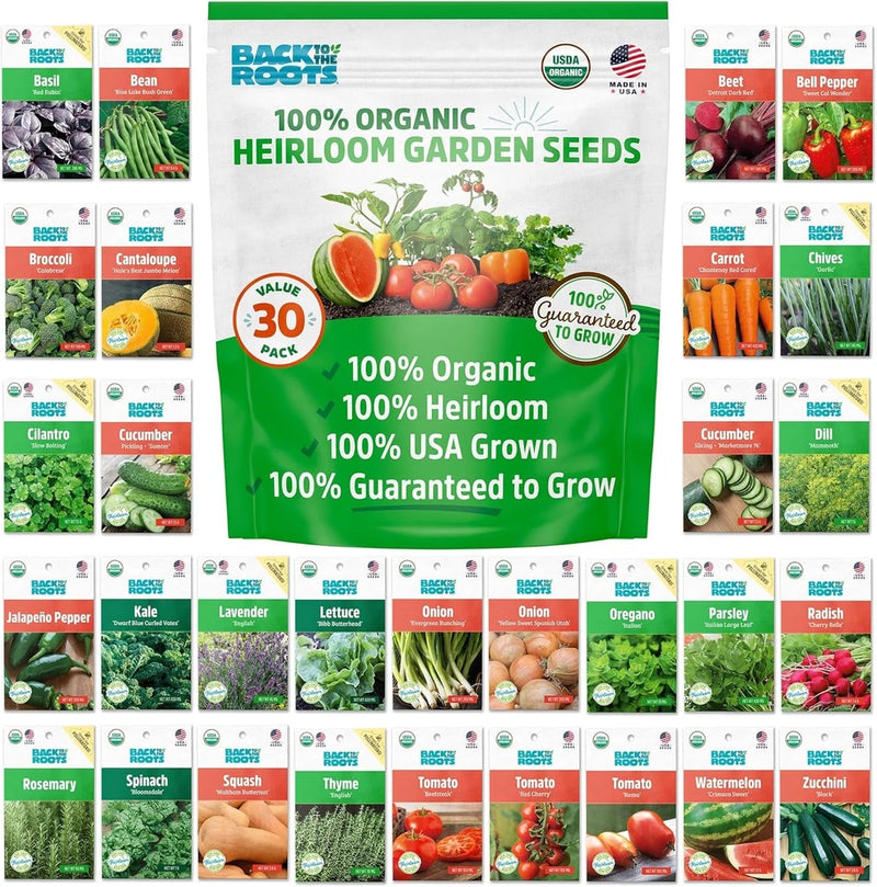 Heirloom Organic Seeds 30 Pack Non GMO Garden Planting Mix Spring Planting  Bulk Garden Plants