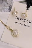 Gold SunFlower Freshwater Pearl Earrings And Necklace Set Sunflower