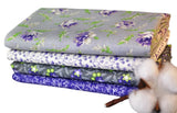 Lilac Floral  4 Fat Quarters Bundle, 1 Yard Total, 100% cotton Flowering Plants