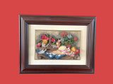 Vtg Hand Painted 3D Art Frame Tulip Hydrangea Basket Wall Hanging Desk Decor 9Ó Hydrangea