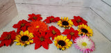Lot Artificial Flower Clips 4Ð5 Inch Variety Poinsettia Sunflower Gerbera Daisy Sunflower
