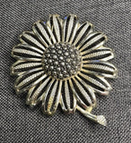 Vintage MCM Signed SARAH COVENTRY Sunflower Brooch Pin Gold Tone 3Ó Sunflower