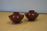 Crane and Pampas Grass Makie Black Lacquer Soup Bowls Set of Two Wajima Japanese Pampas Grass