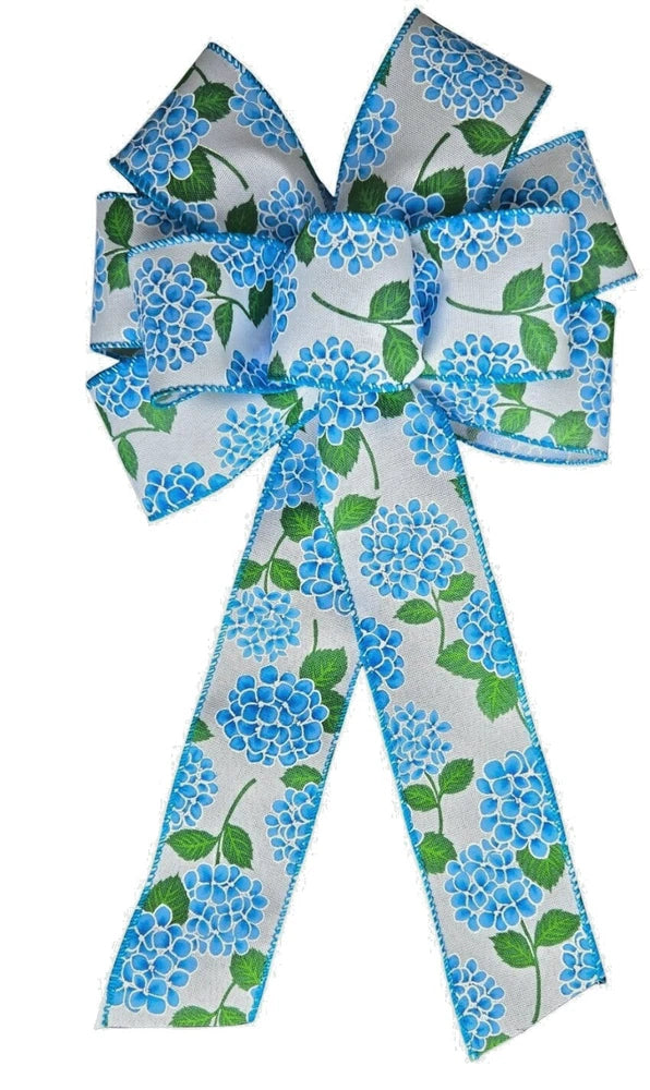 Blue Hydrangea Wreath Bow, Handmade, Floral, Wired, Several Sizes Hydrangea