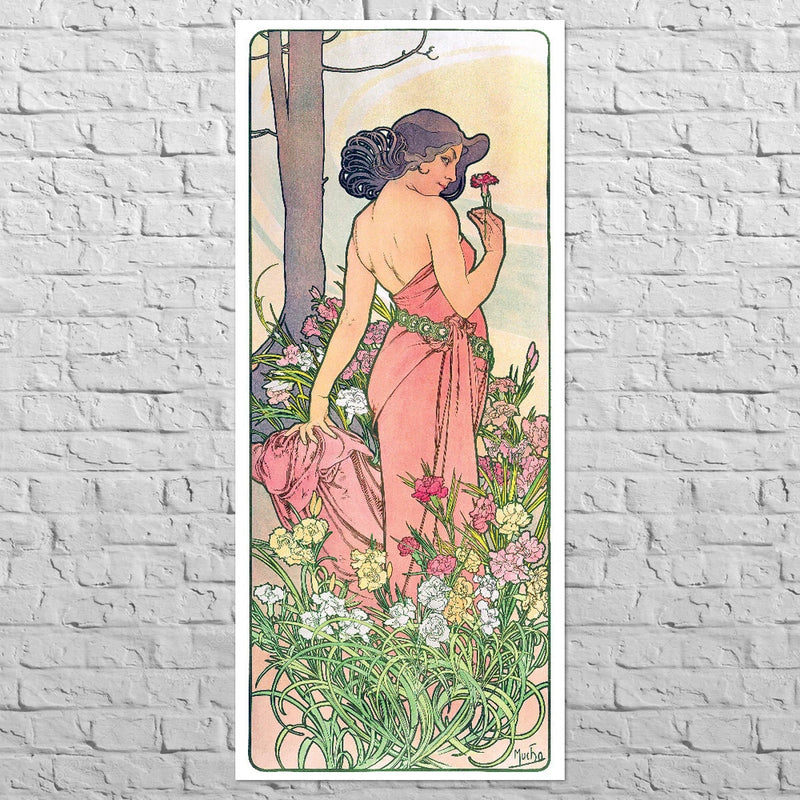 Poster The Flowers: Carnation 1898 | 20x47" Big size | Alphonse Mucha | Wall art Carnation
