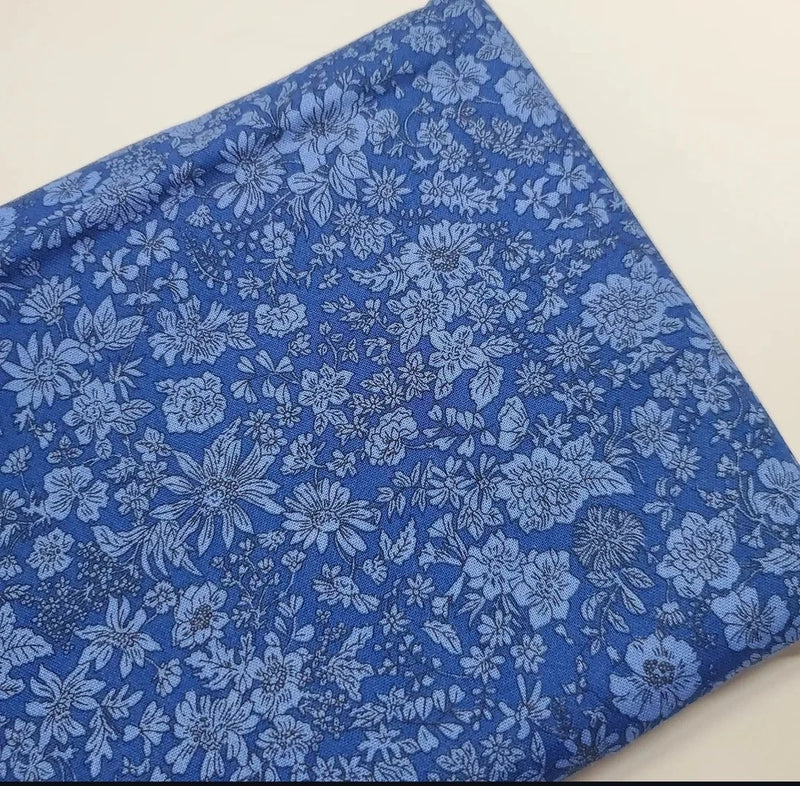 Liberty Fabrics 100% Cotton Florals Royal Blue  Sew Quilt Craft FAT QUARTER Flowering Plants