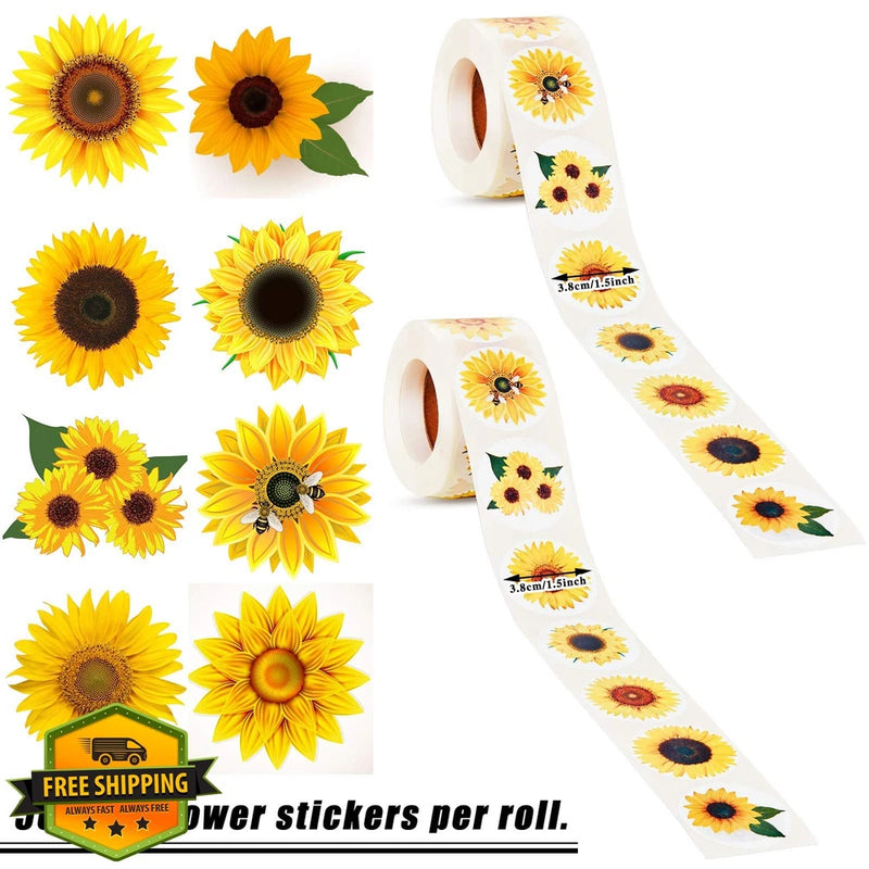 Zonon 1000 Sunflower Stickers 1.5 Inch Summer Flowers Party Craft Sunflower