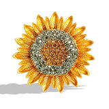 Retro Sunflower Brooch Rhinestone Crystal Gold Flower Pin Jewelry Summer Gift Sunflower