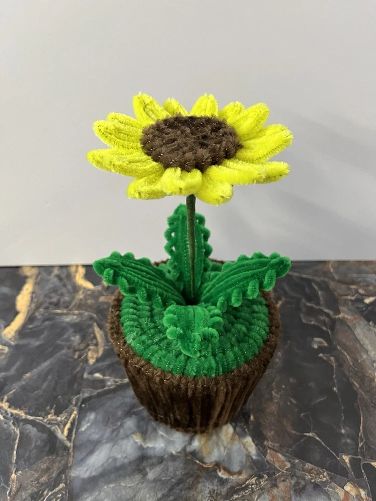 Handmade Sunflower Velvet Wire Floral Art Elegant Pipe Cleaner Flower Sunflower