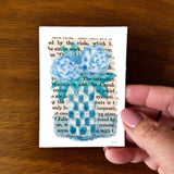 Original Mixed Media ACEO Mini Art 2.5x3.5 - OOAK, Blue Hydrangeas Still Life Hydrangea