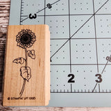 Stampin Up! 1995 Sunflower flower floral stem corner wood mounted rubber stamp Sunflower