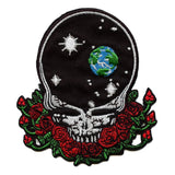Grateful Dead Space Your Face Patch Skull Roses Embroidered Iron On Roses
