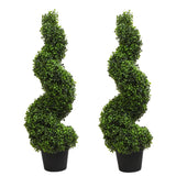 2 Pack 35/43 in Faux Tree Artificial Boxwood Spiral Topiary Tree Greenery Plants Green Plant