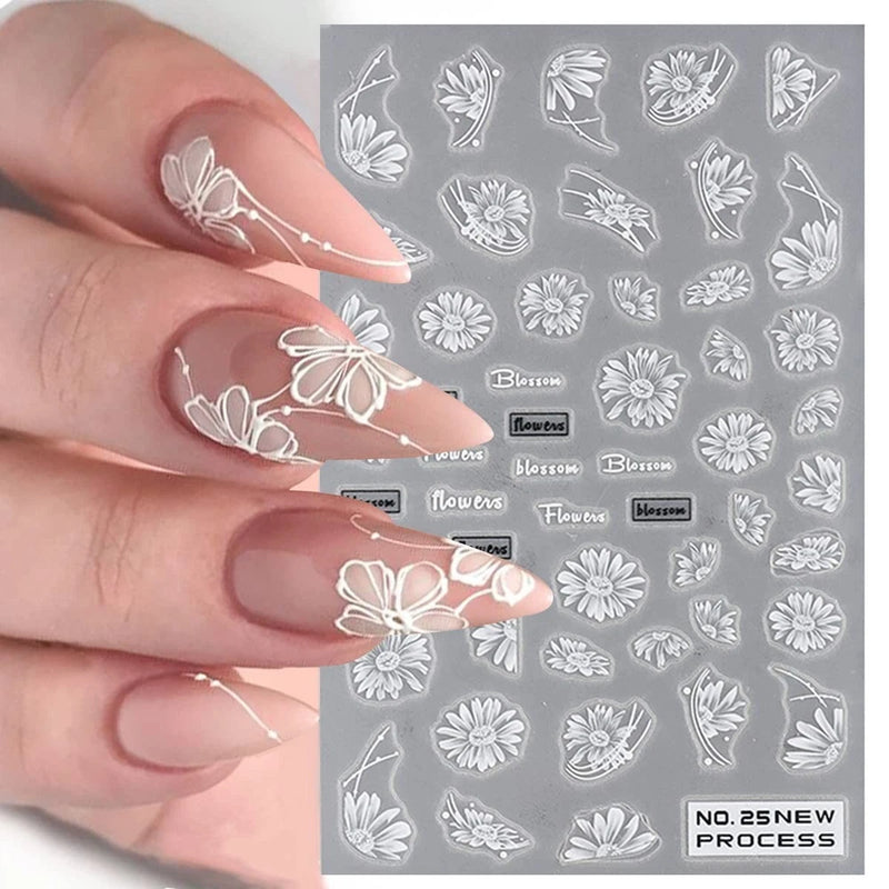 Nail Art Stickers Transfers Decals Spring Summer Flowers Floral Daisy NP25 Daisies