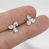 Three Petal Hydrangea Flower Design In 935 Argentium Silver Women's Earrings Hydrangea