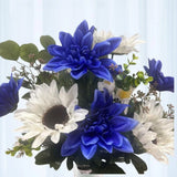 21" Blue and White Artificial Sunflower and Dahlia Floral Bush Sunflower