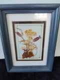 VTG 2000 dried flower 3x5" matted & framed signed Dried Flower