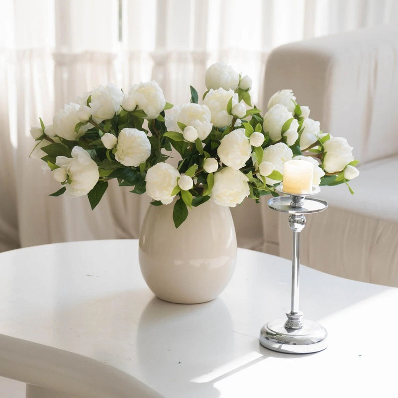 10PCS Artificial Peony Flower, Fake Peony Hydrangea Bouquet Silk Flowers with... Peony