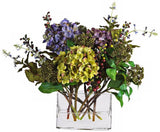 Mixed Hydrangea 12" High Faux Floral Bouquet in Vase Hydrangea