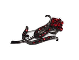 Tulip Lily Red Rhinestone Flower Floral Silver Tone 3