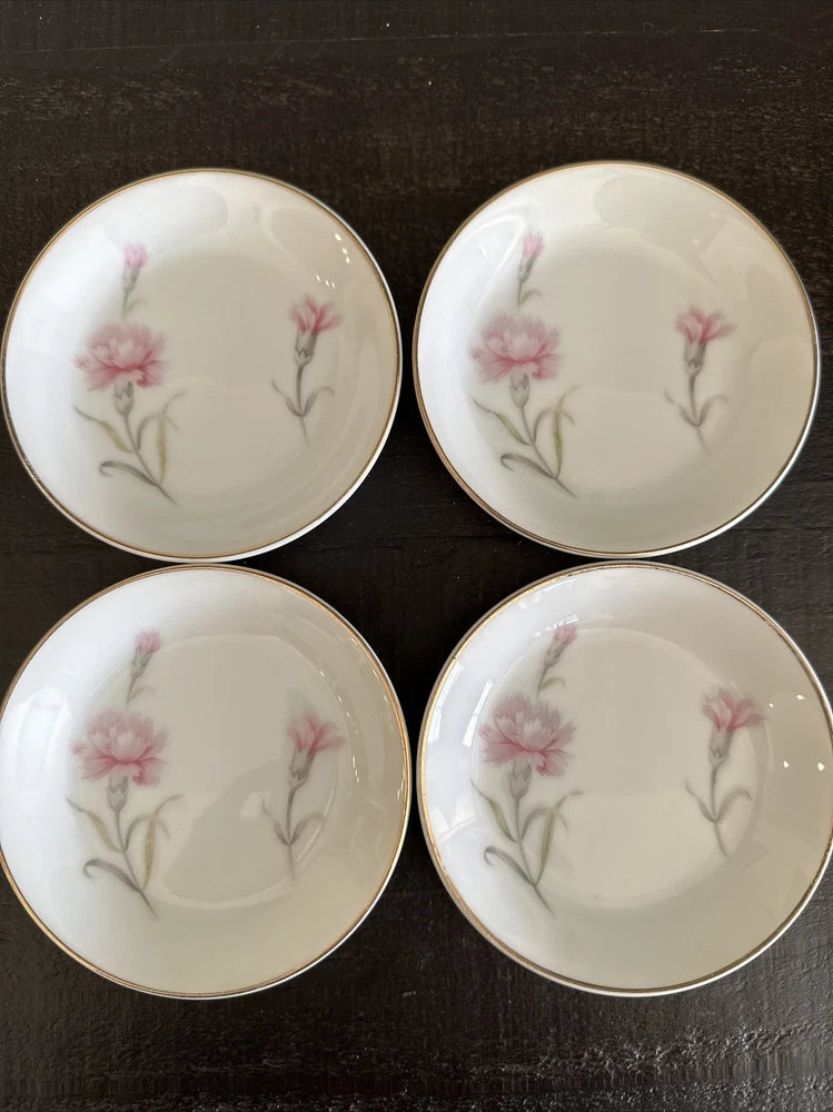 Royal Court Fine China Pink Carnation 4" Condiment Bowls  set of 4 Carnation