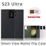 Smart View Wallet Flip Leather Phone Case For Samsung Galaxy S23 Ultra SM-S918B Roses