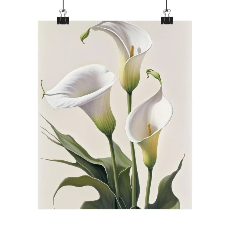 White Calla Lily Flowers Poster, White Flower Art Print, Floral Artwork 04 Lily