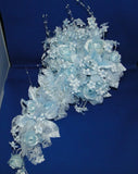 New Oddity Inc Light Blue Satin Roses and Pedal Flowers Bridal Bouquet Bouquet