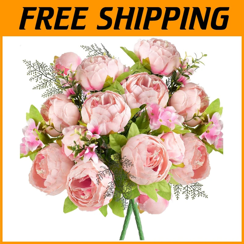 Beautiful Peony Floral Centerpiece - 2 Bouquets Charm Pink Hydrangea