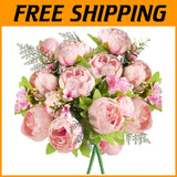 Beautiful Peony Floral Centerpiece - 2 Bouquets Charm Pink Hydrangea