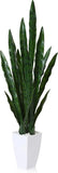 Artificial Snake Plant 43 Inches Fake Potted Plastic Floor Plants Tall Faux Sans Green Plant