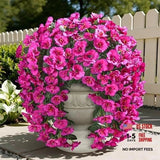 Fake Hibiscus Artificial Hanging Flowers Plants for Outdoors 2 pcs A-fuchsia Flowering Plants