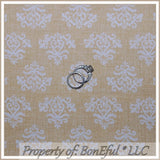 BonEful Fabric FQ Cotton Quilt Brown Tan Cream Heart Damask Flower Damask Toile Flowering Plants