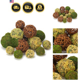 Decorative Balls for Centerpiece Bowls Set 18pcs Faux Moss Rattan Wedding Decor Green Plant