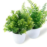GREENTIME 2 Pack Small Fake Potted Plants for Home Decor Faux White-2 Pack Green Plant