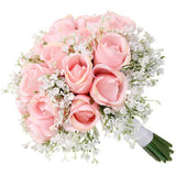Artificial Silk Pink Rose Flowers Bride Wedding Bouquet Bridemaid Bouquet Decor Bouquet