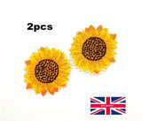 2pcs Iron Sew On Patch SUNFLOWER Autumn Flower Embroidered Badge for Clothes Bag Sunflower