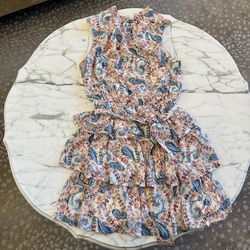 WomenÕs Pink Lily Floral Ruffle Knee Length Dress Size S Lily