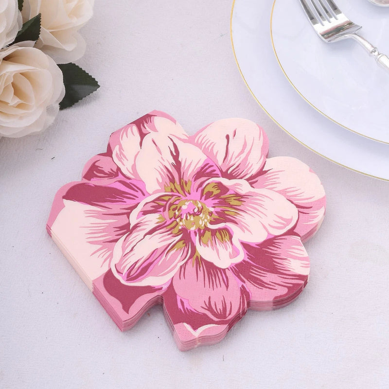 20 Pink Peony Flower Shaped Disposable Cocktail Paper NAPKINS Party Decorations Peony