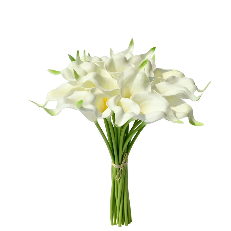 20pcs White Artificial Calla Lily Silk Flowers 13.5" for Wedding, Home, Easter Lily