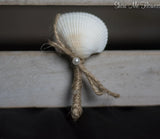 SEASHELL BOUTONNIERE GROOM GROOMSMEN 2" ACROSS PICK RIBBON COLOR BEACH WEDDING Bouquet
