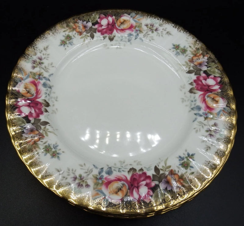 Royal Albert mint salad plate with floral rose border and gold rim