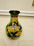 Chinese cloisonnŽ Vase In Yellow With Peony Flower Motif Set In Brass Peony