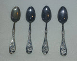 4x ANTIQUE SILVER PLATED TABLE OR SERVING SPOON 1910 CARNATION FLOWER FLATWARE Carnation